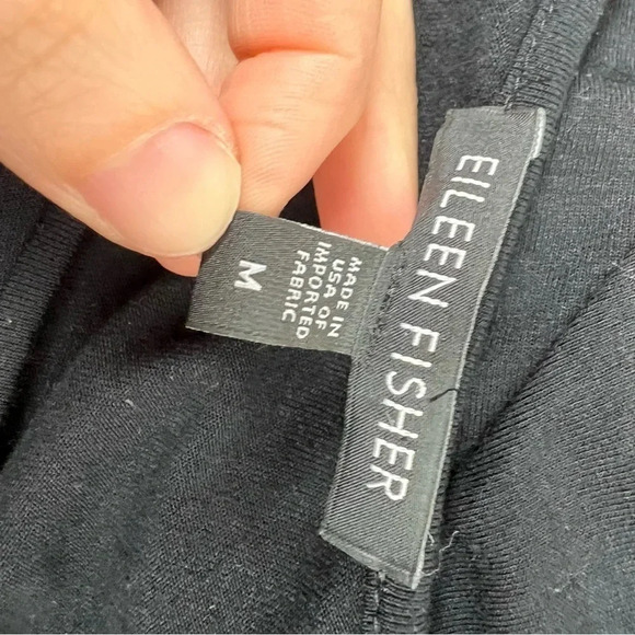 Eileen Fisher Long Sleeve Jersey MIDI Shift Dress in Black Size Medium - Picture 6 of 9